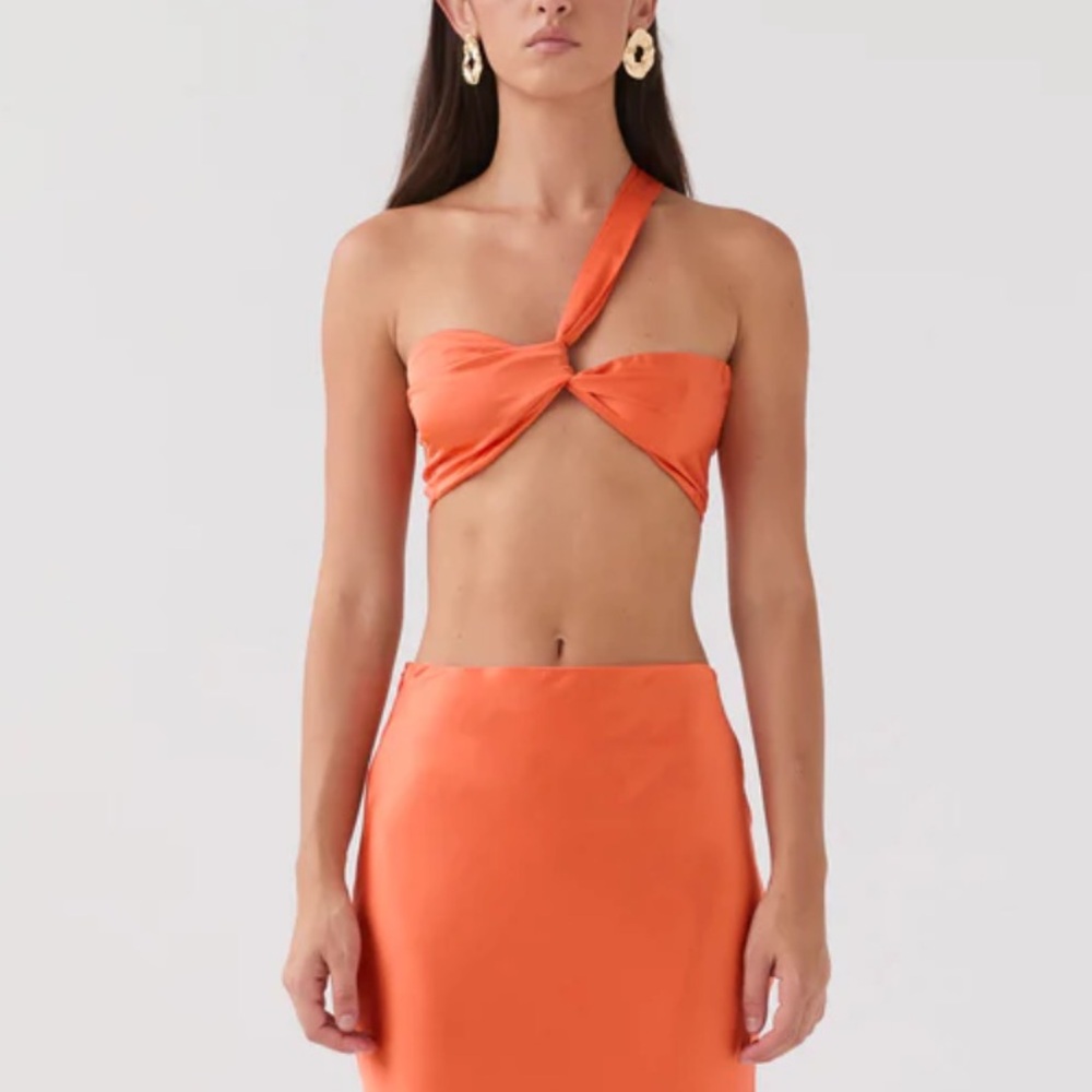Peppermayo Orange One-Shoulder Crop Top